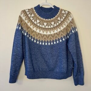 Blue and Brown Patterned Men's Sweater